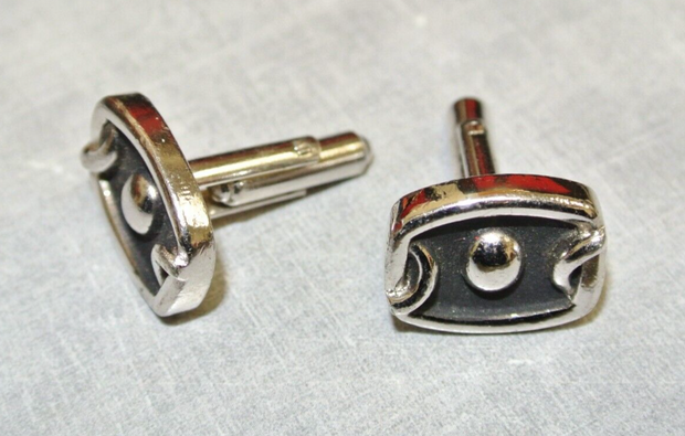 Vintage Spiedel Cuff Links Pair, Silver and Black