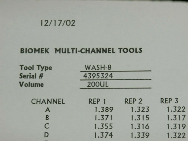 Beckman Coulter Biomek 2000 Wash-8 Eight Channel Wash Tool 609027