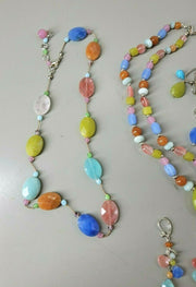 Vintage Costume Jewelry, Chico's, 3 Necklaces, 4 Earrings Pair, Colored Polished