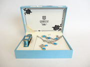 Vintage QBOS Charming Gal Watch Necklace & Earing Set in Box