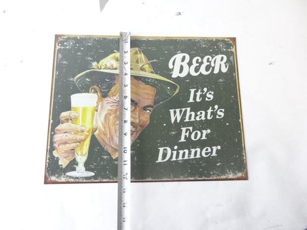 Vintage Beer It's What's For Dinner Metal Sign