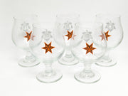 Set of 5 Sixpoint Brewery Tulip Beer Glasses, 6" Tall, Spice Life Series