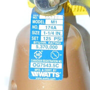 WATTS 1-1/4" Boiler Pressure Relief Valve, 174 Series, Model M1 (125 PSI)