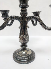 Antique Victorian Style 5-Place Silver Candle Holder