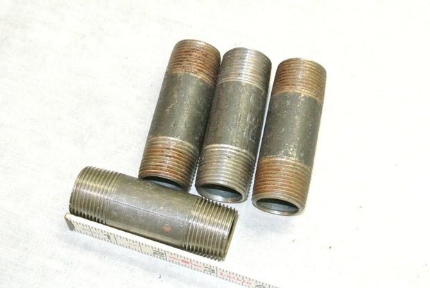 SCI Steel Nipple Threaded Fitting (Black), 1" OD x 3" Length - Lot of 4