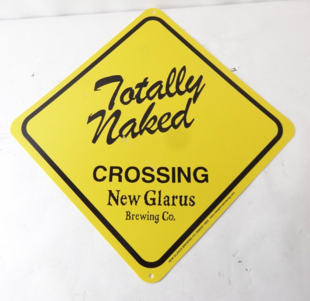 Wisconsin New Glarus Brewing Totally Naked Crossing Plastic Beer Sign