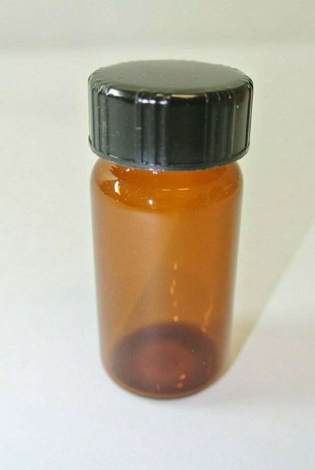 Case of 36 glass amber lab vials / caps NEW OLD STOCK