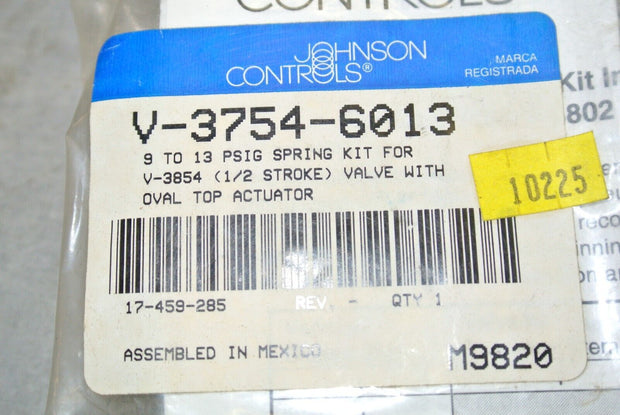 Johnson Controls V-3754-6013, 9 to 13 PSIG Spring Kit for V-3854 Valve