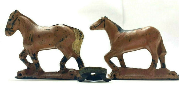 2 Vintage Auburn Aub-Rbr Horse Toys w/out Wheels