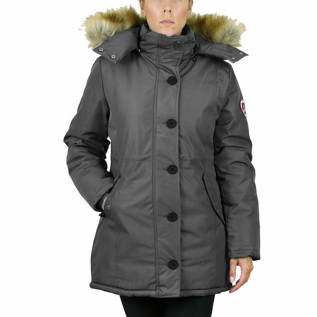 Spire by Galaxy Women's Classic Heavyweight Hooded Parka Jacket Charcoal Size M
