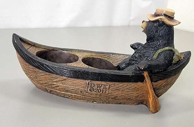 DWK Shotglass Holder, Blackbear in a Canoe 7"