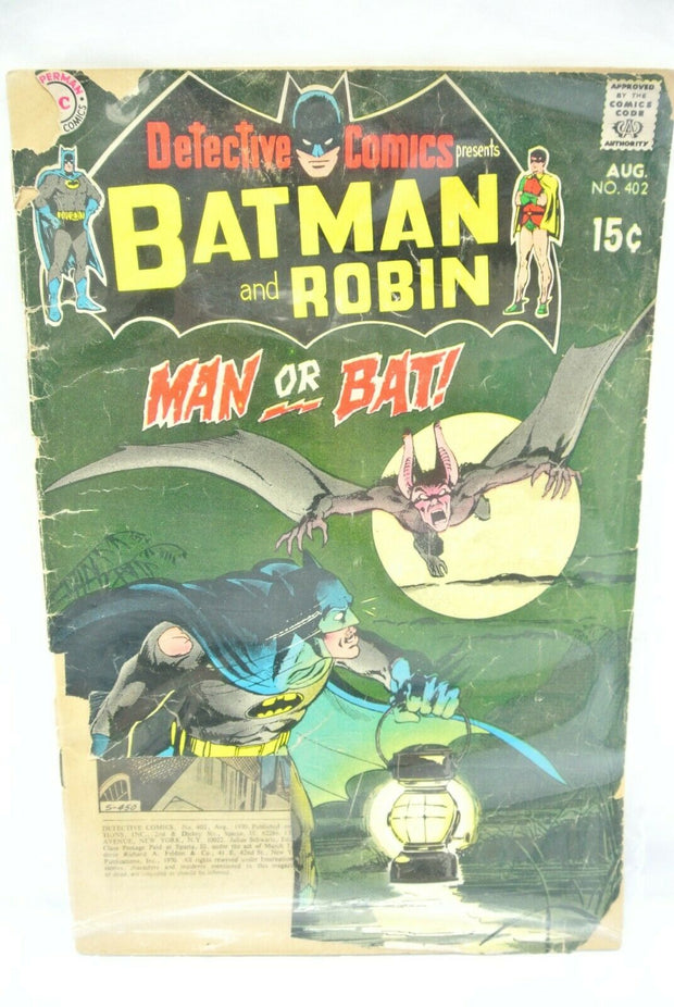 Batman and Robin Detective Comics #402 1970 'MAN OR BAT' *Damaged Cover