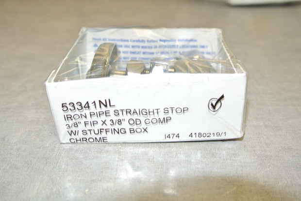 Wolverine Brass 53341NL Iron Pipe Straight Stop 3/8" FIP x 3/8" OD, Chrome