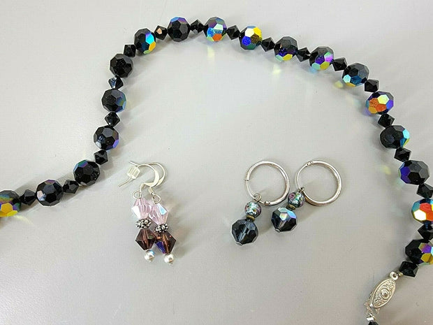 Jewelry For Charity!  Chico's Necklace Bracelet & 2 Pairs Earrings, Dark Shiny