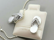 Sterling Silver Earrings & Necklace, New, Cubic Zirconia's in Sandals Flip Flops