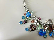 Vtg Chico's Necklace, 1 Strand, Sterling, Hearts, Charms, Multi-Color