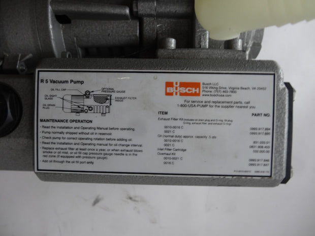 Busch Type RA0010.C305.ZZXX Vacuum Hanning Elektro-Werke F7CD4B11650 RPM Pump