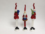 Set of 3 Christmas Pencil Thin Figurines, 1x Santa 2x Snowmen, 7" Tall