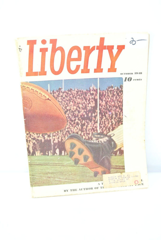 Liberty Magazine October 1948 Kick Off Time Cover, Lots of Vintage Ads!
