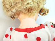 Vintage Shirley Temple Doll + The world's Darling Ideal Doll Pin, Polka 16.5"