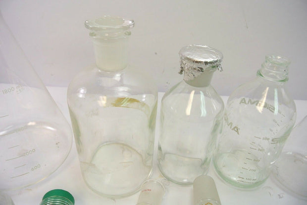 13 PC Laboratory Lab Glass Set, Flask, Beaker, Bottle, Round Bottom Borosilicate
