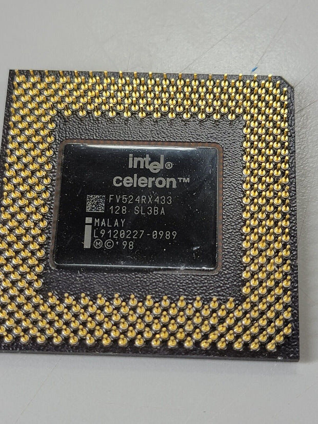 INTEL FV524RX433 Celeron SOCKET 370 433MHz/128K/66MHz SL3BA CPU Vintage, Gold!