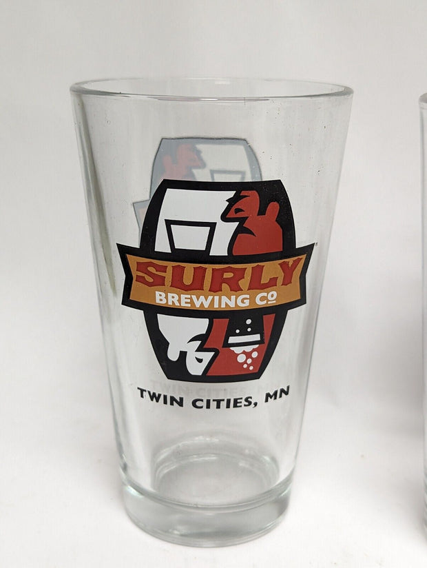 Surly Brewing Co. GET SURLY! Twin Cities, MN - Beer Pint Glass - Set of 2