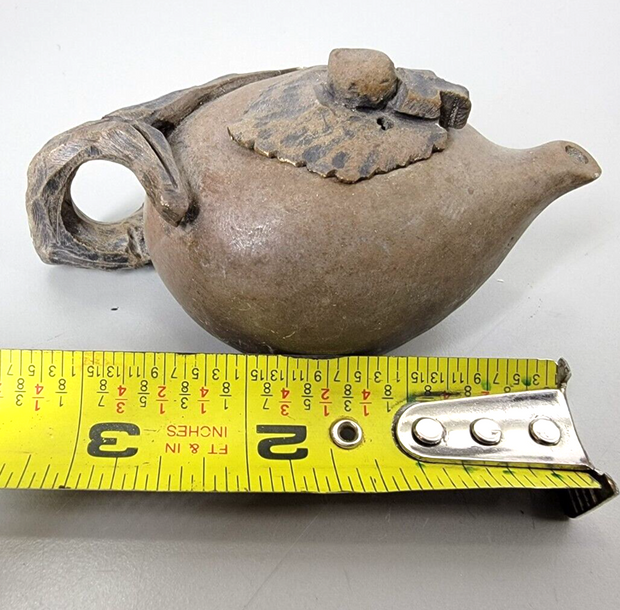Vintage Chinese Stoneware Teapot, Treebranch, Handmade 3.5"L x 2.5"Wx2"H