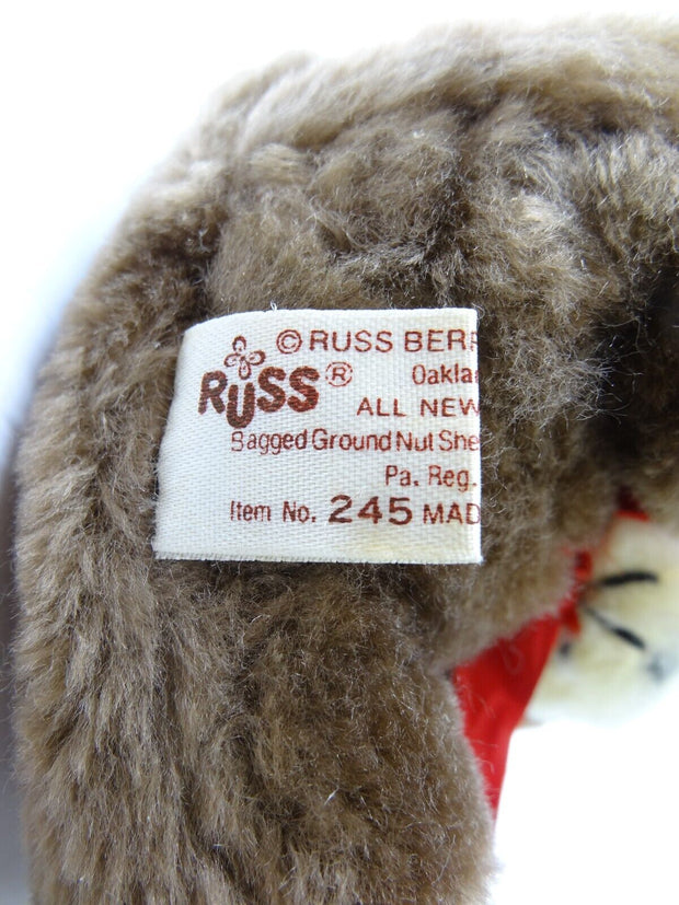 Vintage 4" RUSS Berrie Brown w/ Red Ribbon Plush Teddy Bear #245
