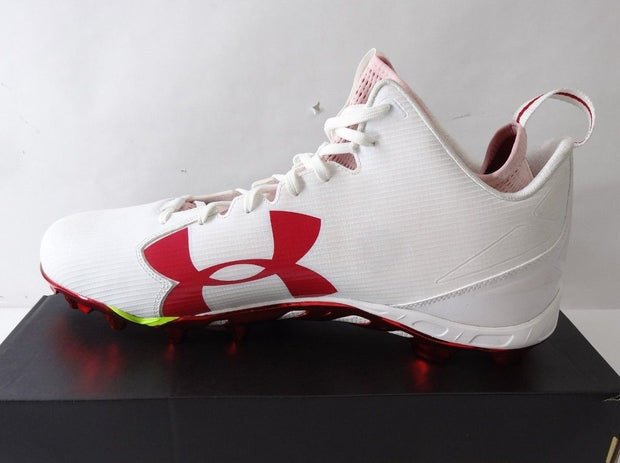 Under Armour Men's Football Cleats Red & White Spine Fierce MC New In Box