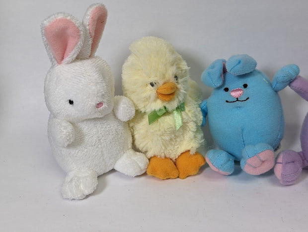 Set of 5 Miniature Hallmark Plush Stuffed Animal Toys, Easter Rabbits, Chicks