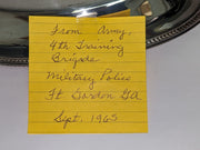 12.5" Silver Platter, Army 4th Training Brigade Military Police, Ft. Gordon 1965
