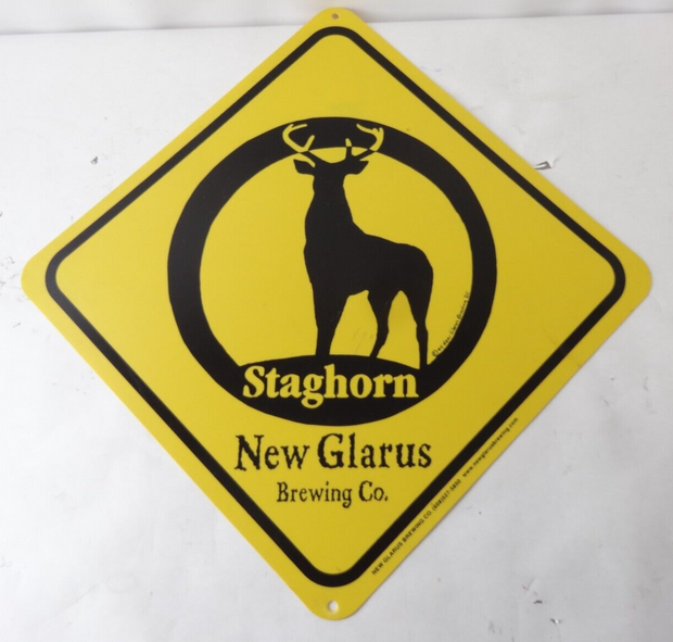 New Glarus Brewing Co Wisconsin Staghorn Crossing Plastic Street Sign