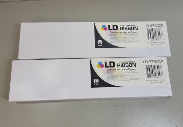 2x Epson Compatible 8750 Black Printer Ribbon LD-8750CR