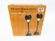 Dept 56 Halloween Village Gargoyle Lamp Posts 4024038 Lighted - Set Of 2