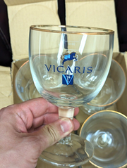 Vicaris 33cl Belgian Beer Glass,  Gold Rim, Brauerei Dilewyns - Case of 6