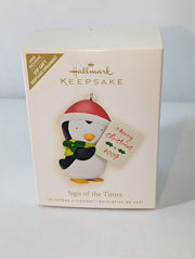 Hallmark Keepsake SIGN OF THE TIMES Penguin Christmas Ornament