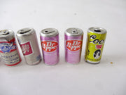 Lot of 6 Miniature Novelty Doll House Soda Beer Cans Chlitz Dr Pepper Coors