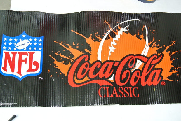 Coca Cola Classic / NFL Corrugated Banner Display Sign, 1' Tall x 24.5' Length