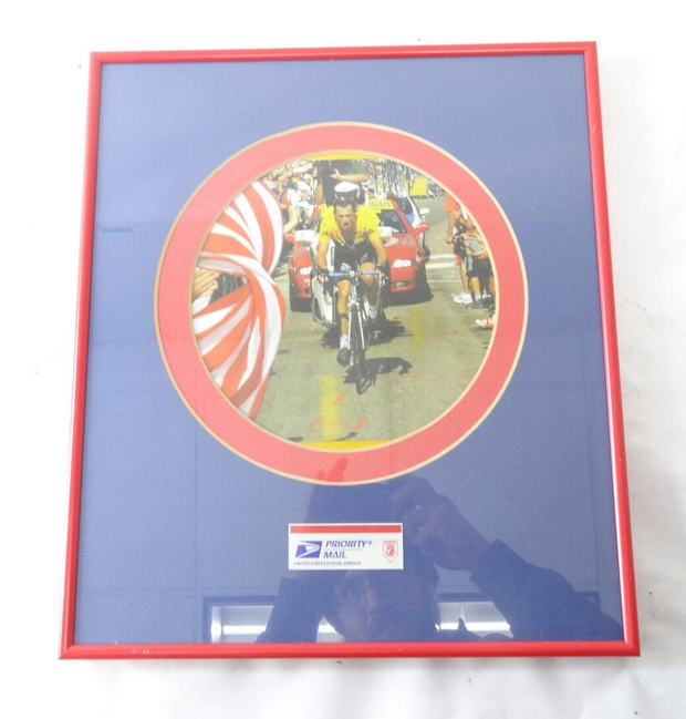 Vintage Lance Amrstrong Tour De France USPS Framed Print