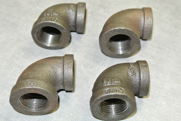 1/2" x 3/8" Reducing Elbow Pipe Fitting, 90 Degree, FNPT x FNPT - Lot of 4