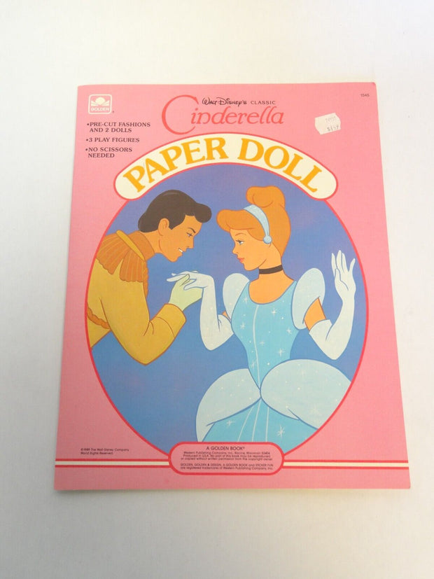 New - Vintage Golden Books Disney's Cinderella Paper Doll Book