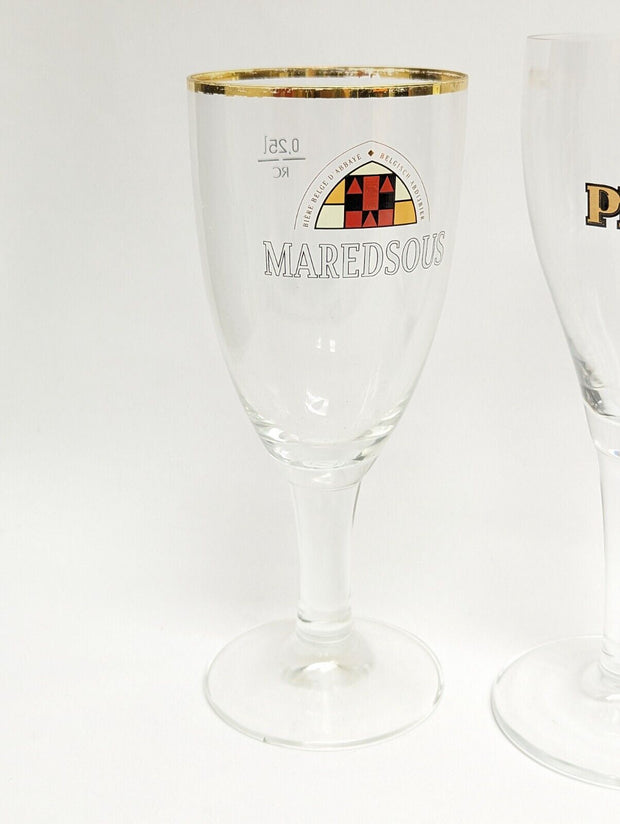 Set of 2 Tall Beer Glass Chalices, Belgian Beer, 0,25L - Petrus, Maredsous