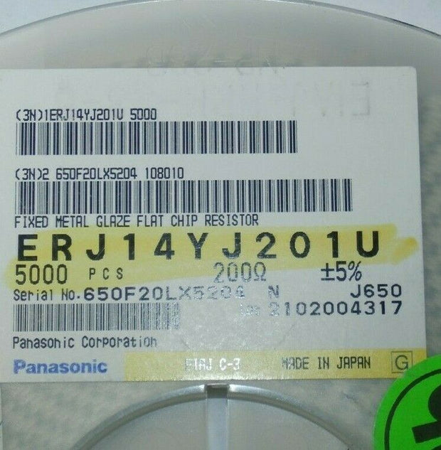 Panasonic RES SMD 200 OHM 5% 1/2W 1210 (ERJ-14YJ201U), Qty 4531