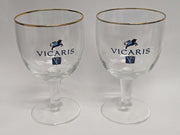 Vicaris 33cl Belgian Beer Glass,  Gold Rim, Brauerei Dilewyns - Lot of 2