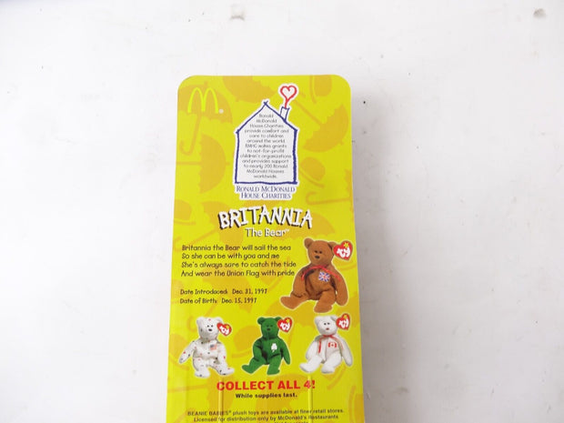 Britannia the British Bear ORIGINAL Ty Teenie Beanie Baby McDonalds 1999 Toy NEW