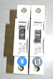Siemens C16 5SX21 Din Rail Circuit Breaker 16 Amp - Pair