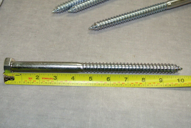 Hex Lag Screws, 5/8 inch x 10 inch, Galvanized Steel - Pack of 4