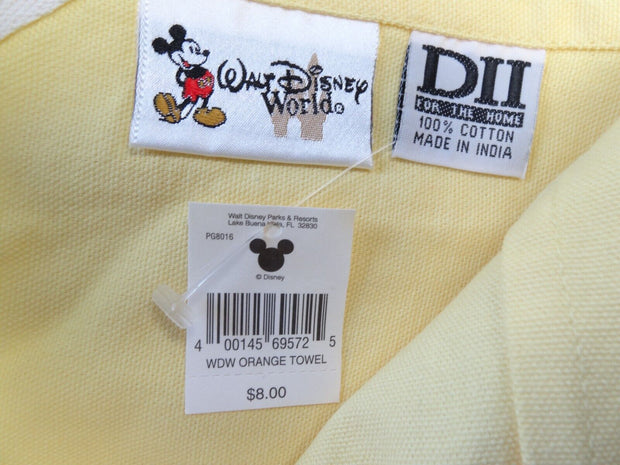 Walt Disney World Souvenir Yellow Cotton Tea Towel “100% Pure Magic” Oranges EUC