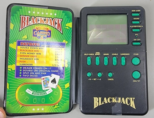 VINTAGE 1994 MICRO Games Las Vegas Casino Corner Blackjack LCD Handheld Game